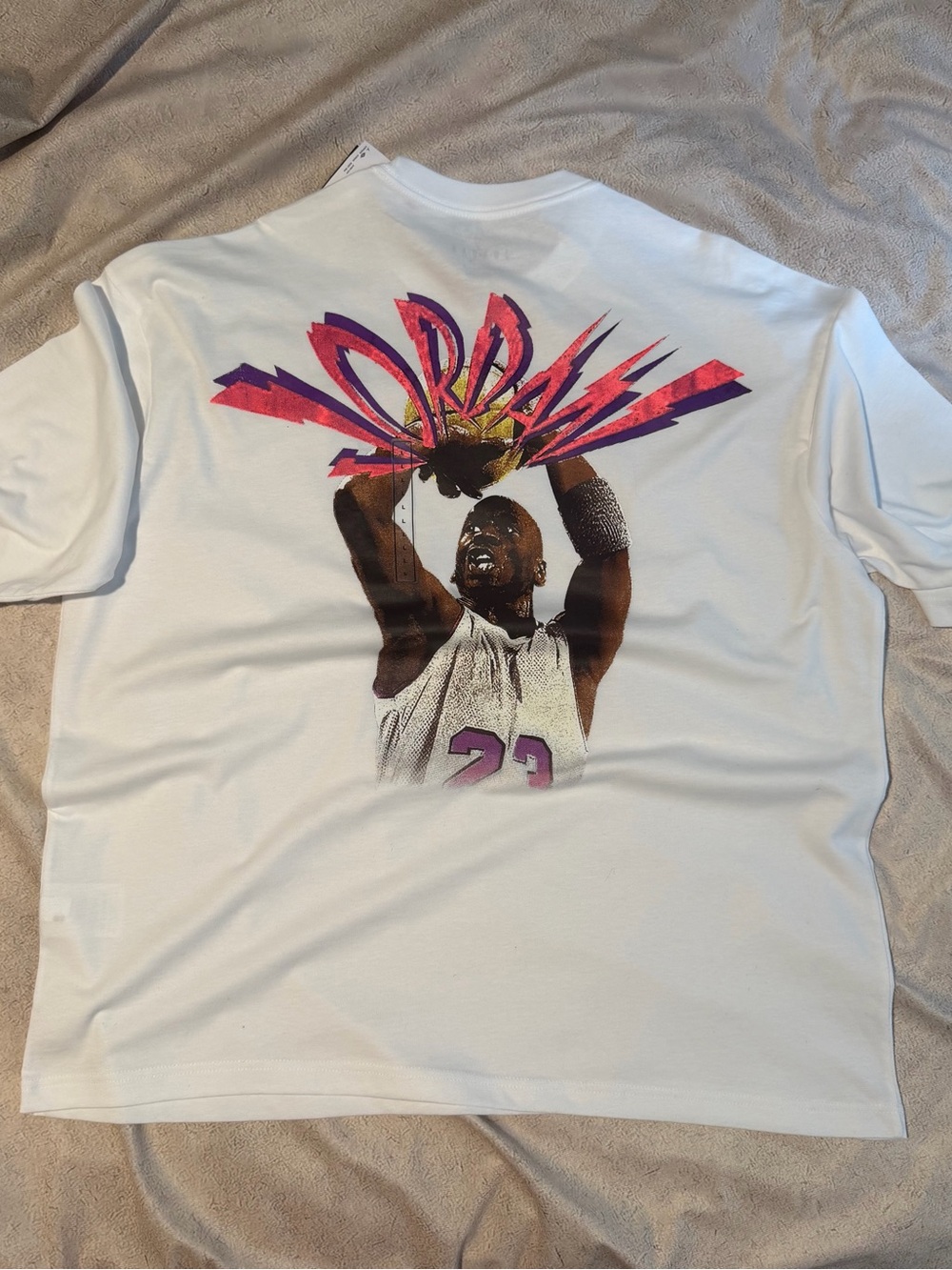 Jordan White Short-Sleeve Tee with Pink Graphic